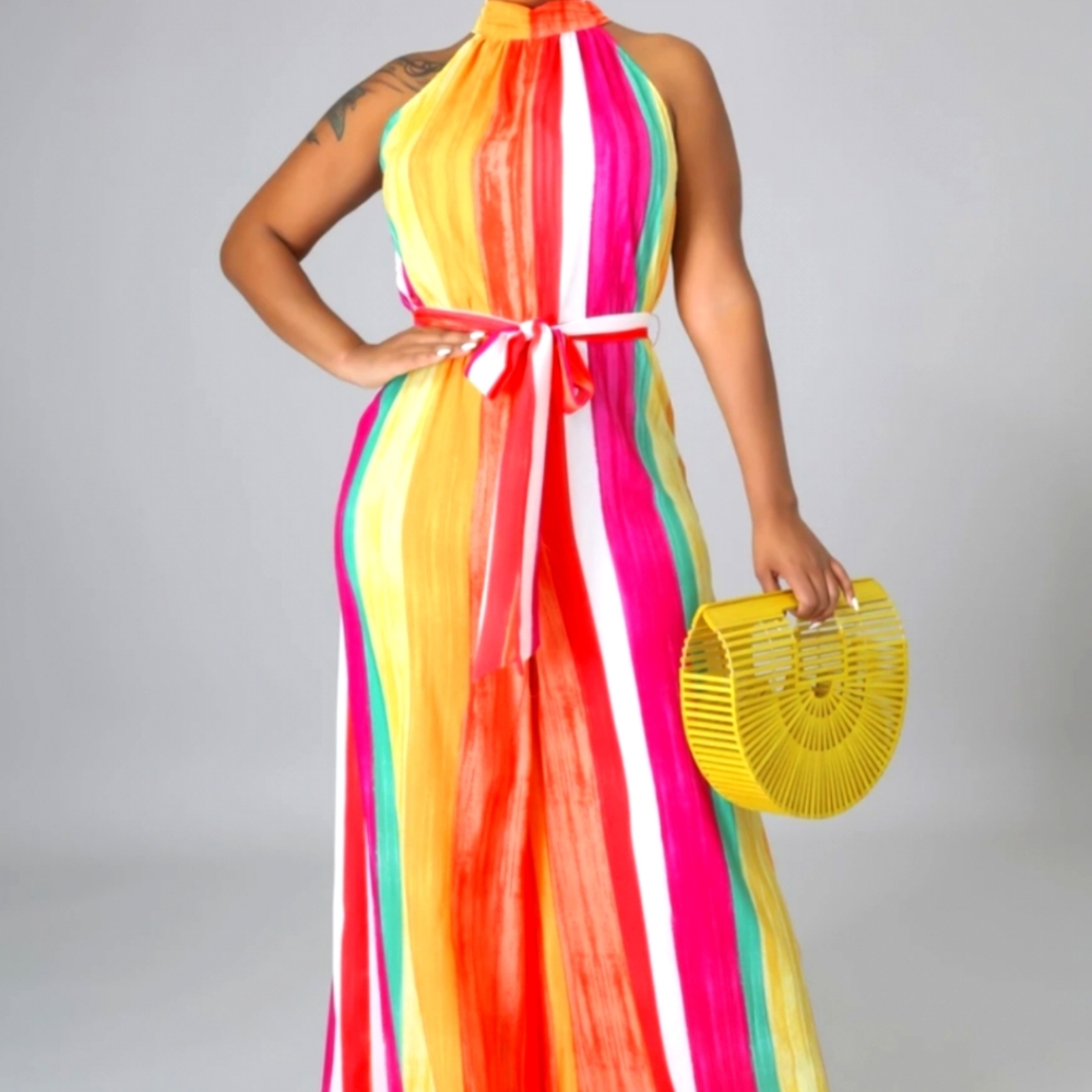 A. Calin by Flying Tomato Colorful Jumpsuit Size Medium